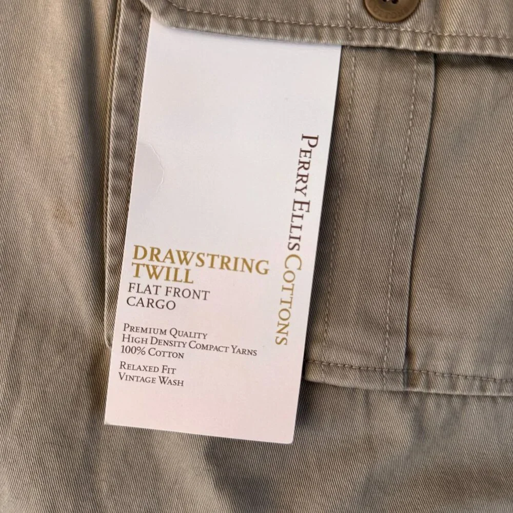 NWT Perry Ellis Cargo Stone Mens 44W‎ Relax Fit Shorts Flap Pockets 10